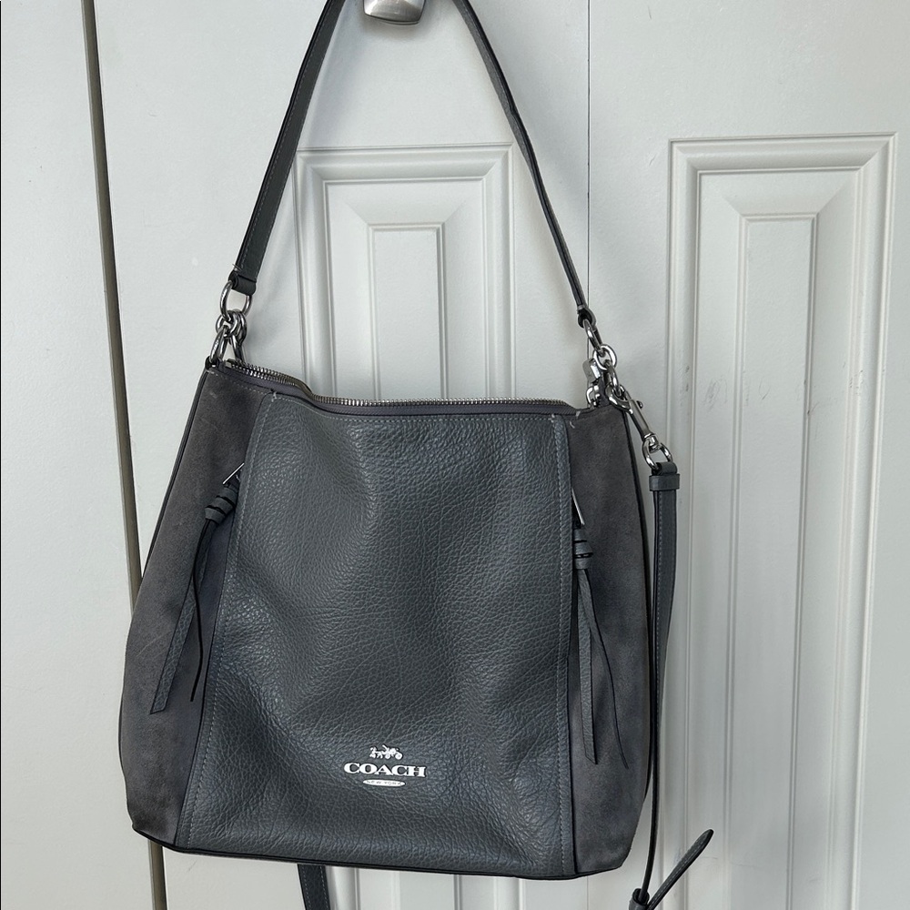 Coach Charcoal Leather Shoulder Bag